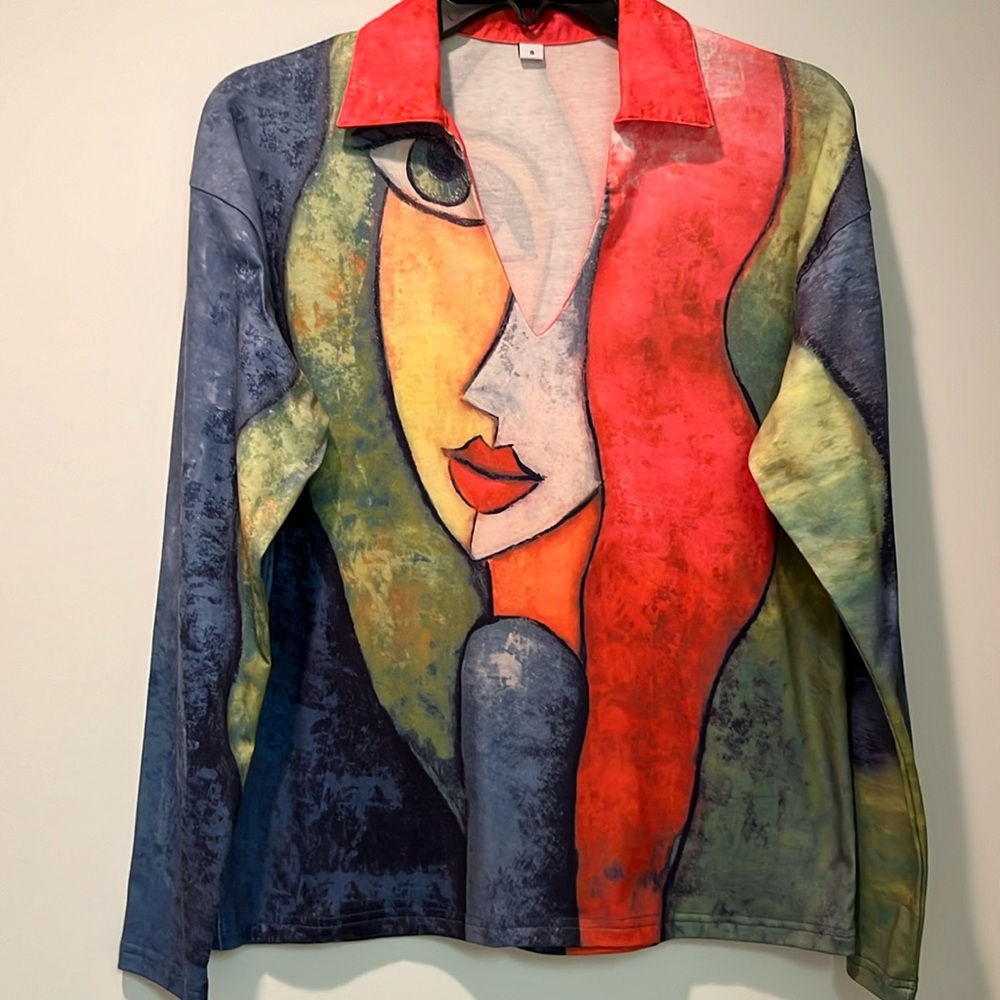 Abstract Art Long Sleeve Tee - Multicolor